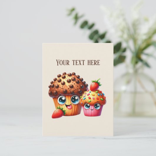 可愛いチョコレートチップクッキーの追加メッセージ ポストカード (スタンド正面)