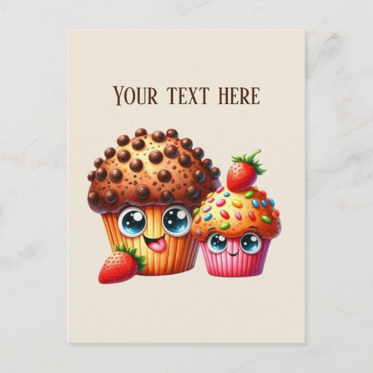 可愛いチョコレートチップクッキーの追加メッセージ ポストカード (正面)