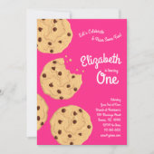 可愛いチョコレートチップクッキーキッズ1st誕生日パーティー 招待状 (正面)