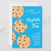 可愛いチョコレートチップクッキーキッズ1st誕生日パーティー 招待状 (正面)