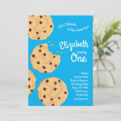 可愛いチョコレートチップクッキーキッズ1st誕生日パーティー 招待状 (スタンド正面)