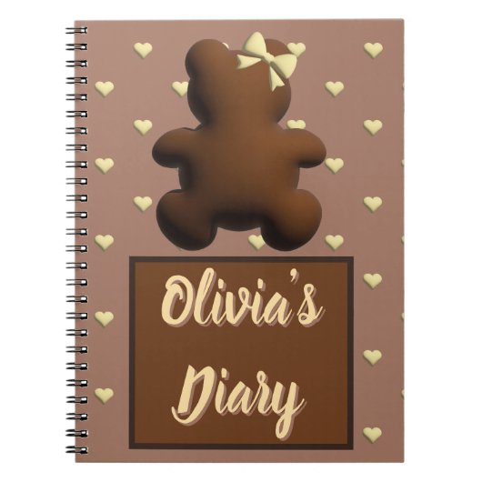 可愛いチョコレートベアパーソナライズされたノート ノートブック (正面)