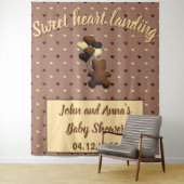 可愛いチョコレートベア赤ちゃんシャワー背景 タペストリー (インサイチュ)