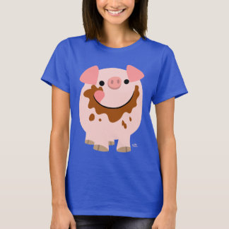 可愛いチョコレートマンガ豚の女性Tシャツ Tシャツ