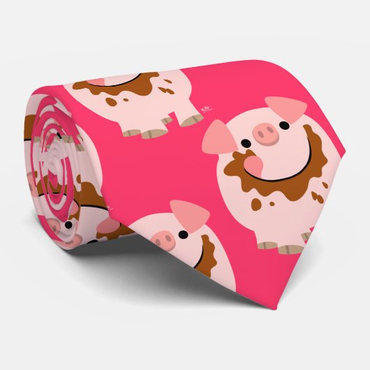 可愛いチョコレートマンガ豚ネクタイ ネクタイ (ロール)