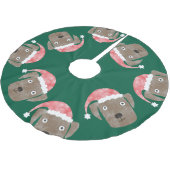 可愛いチョコレートラブラドールレトリエバードインサンタハット ブラッシュドポリエステルツリースカート (アングル)