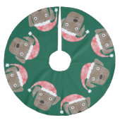 可愛いチョコレートラブラドールレトリエバードインサンタハット ブラッシュドポリエステルツリースカート (正面)