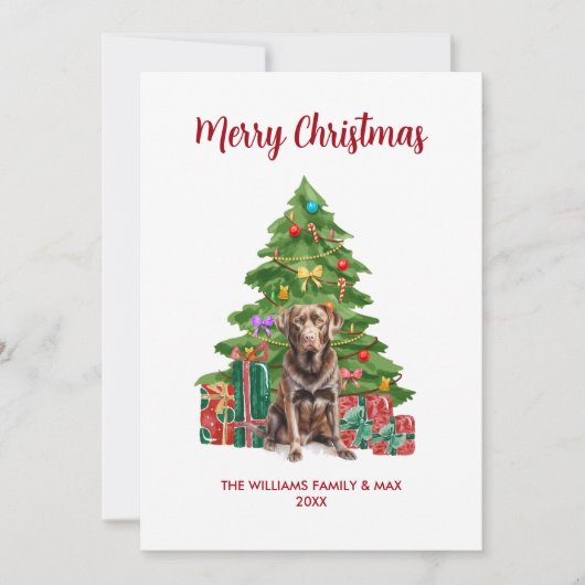 可愛いチョコレートラボパーソナライズされたドッグクリスマス シーズンカード (正面)