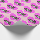 可愛いチョコレートロバfoal眠っているピンクのハート ラッピングペーパー (角)