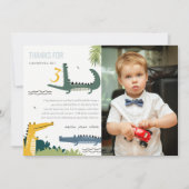 可愛いチョムアリゲータースワンプキッズフォト誕生日 サンキューカード (正面)