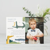 可愛いチョムアリゲータースワンプキッズフォト誕生日 サンキューカード (スタンド正面)