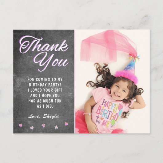 可愛いチョークガーリーボード誕生日写真ありがとう ポストカード (正面)