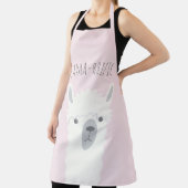 可愛いチラマ・ラマ・ライフィックおもしろいピンク エプロン (インサイチュ)
