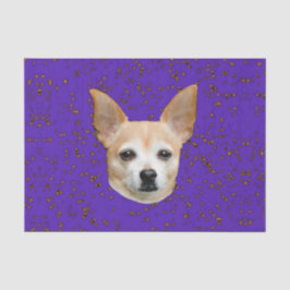 可愛いチワホアドッグパープルバックグランドイエロースター 薄葉紙