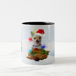 可愛いチワワ犬のクリスマスマグカップ ツートーンマグカップ
