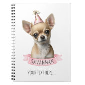 可愛いチワワ犬の名前ピンク書のノート ノートブック (正面)