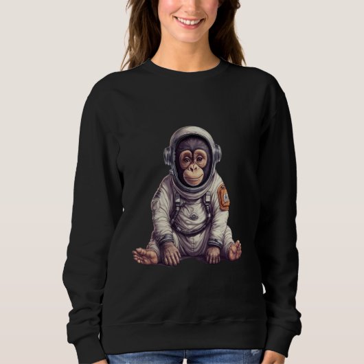 可愛いチンパンジー宇宙スーツ宇宙猿 スウェットシャツ (正面)