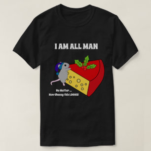 可愛いチーズマウスのユーモアのクリスマスマンリーおもしろい Tシャツ