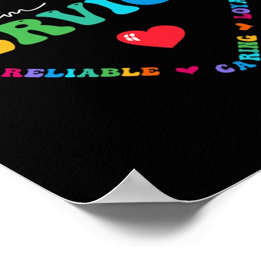 可愛いチーム食のサービス感謝の気持ち学校へ ポスター (角)