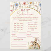可愛いツインのバニーワイルドフラワーベイビーシャワー予測 チラシ (正面)