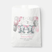 可愛いツインガールエレファントピンクバルーン赤ちゃんシャワー フェイバーバッグ (正面)