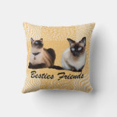 可愛いツインシャム猫デコギフトベージュテンプレート クッション (裏面)