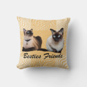 可愛いツインシャム猫デコギフトベージュテンプレート クッション (正面)