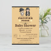 可愛いツインズおしゃぶり西ベビーシャワー 招待状 (スタンド正面)