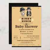 可愛いツインズビンキーバンクウェスタンベイビーシャワー 招待状 (正面/裏面)
