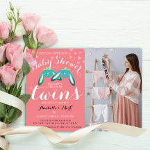 可愛いツインバンニーズパステルニュートラルベイビーシャワー写真