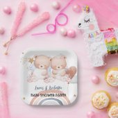 可愛いツインベアーバルーンベビーシャワーパーティー ペーパープレート (パーティー)