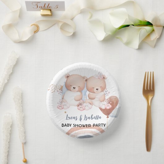可愛いツインベアーバルーンベビーシャワーパーティー ペーパーボウル (ウェディング)