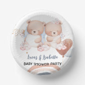 可愛いツインベアーバルーンベビーシャワーパーティー ペーパーボウル (正面)