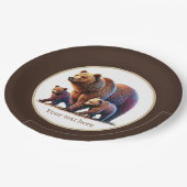 可愛いツインベアーベビーシャワー ペーパープレート (アングル)