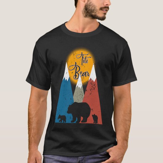 可愛いツインTITIクマ二匹の小さなクマ父の Tシャツ (正面)