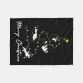 可愛いツキセド猫クリスマスツリーライトオーナーキャットL フリースブランケット (正面(横))