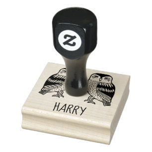 可愛いツノフクロウ鳥が描いたカスタマイズIT ラバースタンプ