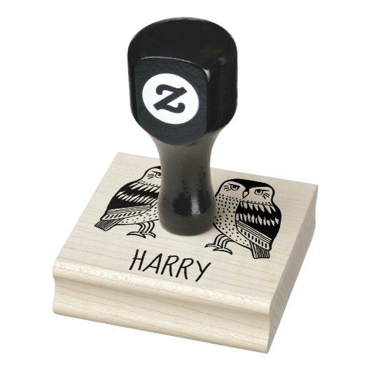可愛いツノフクロウ鳥が描いたカスタマイズIT ラバースタンプ (スタンプ)