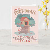 可愛いツリーフォートプニー誕生日の願い甥 カード (黄色い花)