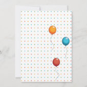 可愛いティラノサウルスレックスカラフル誕生日バルーン 招待状 (裏面)