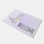 可愛いティラノサウルスレックス恐竜の玩具へようこそ ドアマット (アングル)