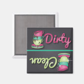 可愛いティーカップダーティまたはクリーン食洗機マグネット マグネット (正面/裏面)