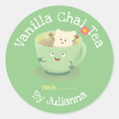 可愛いティーハーブチャイのスパイス漫画のラベル ラウンドシール (正面)