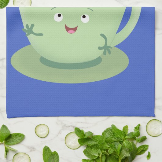 可愛いティーバグのカップ漫画ユーモアキャラクター キッチンタオル (折り畳み)