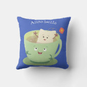 可愛いティーバグのカップ漫画ユーモアキャラクター クッション (裏面)