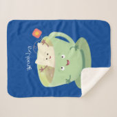 可愛いティーバグのカップ漫画ユーモアキャラクター シェルパブランケット (正面(横))