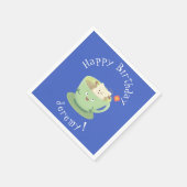 可愛いティーバグのカップ漫画ユーモアキャラクター スタンダードカクテルナプキン (角)