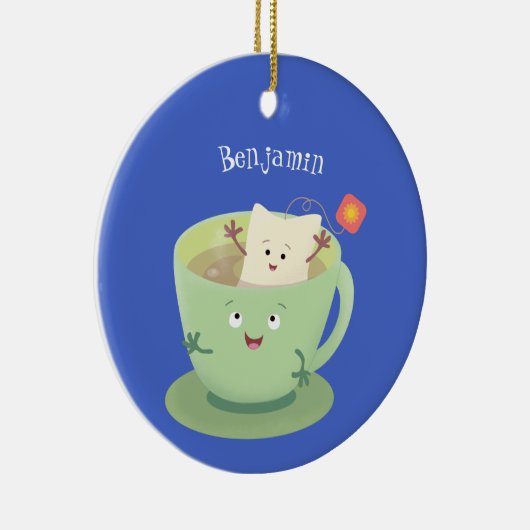 可愛いティーバグのカップ漫画ユーモアキャラクター セラミックオーナメント (右)