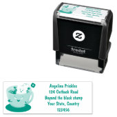 可愛いティーバグのカップ漫画ユーモアキャラクター セルフインキングスタンプ (インサイチュ)