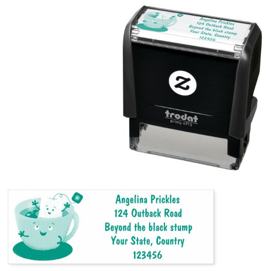 可愛いティーバグのカップ漫画ユーモアキャラクター セルフインキングスタンプ (インサイチュ)